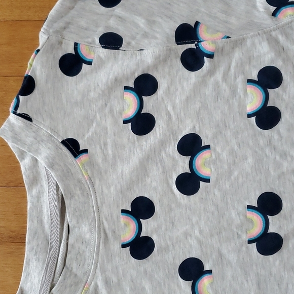 Womens Disney Mickey Mouse Rainbow 🌈 Ears Sleep Pajama Top Shirt Size Small NWT - Picture 2 of 3